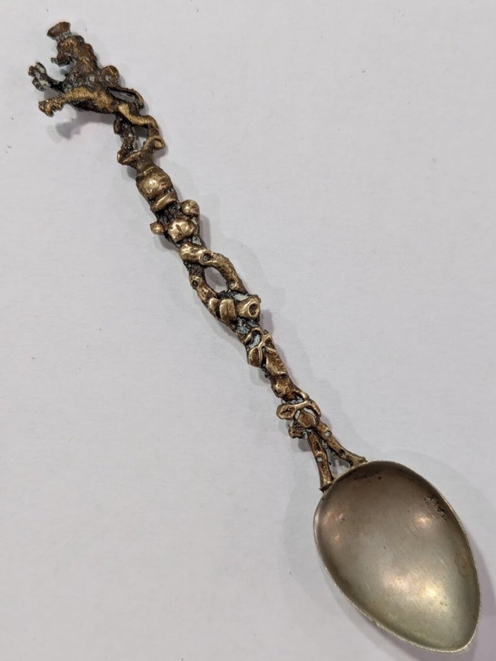 Vintage Metal Demitasse Souvenir Collectible Spoon with Royal Crest Lion
